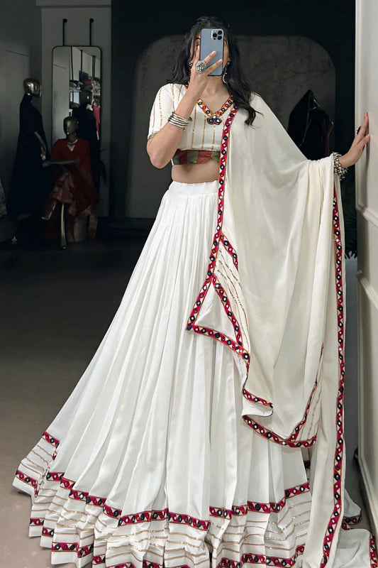 Navratri Special White Color Gharga Choli