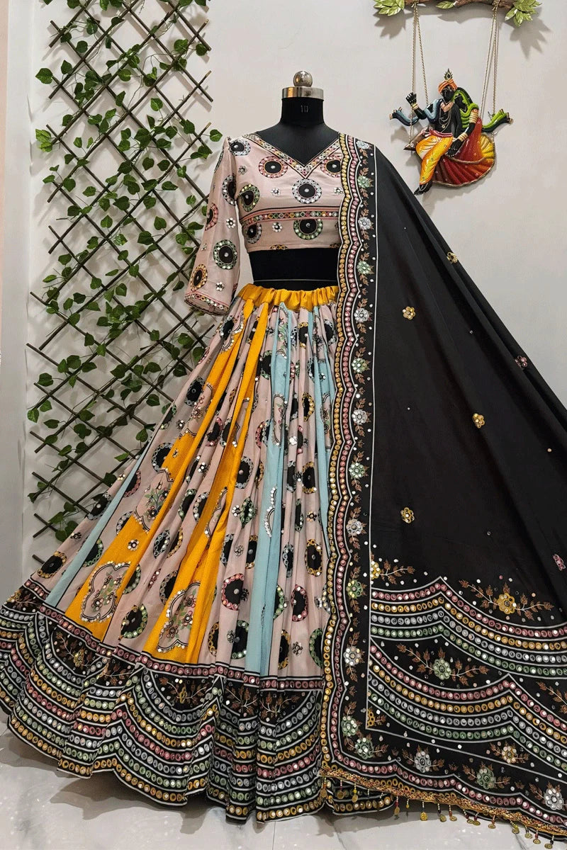 Latest Real Mirror Work Heavy Flair Ghagra Choli For Dandiya Night