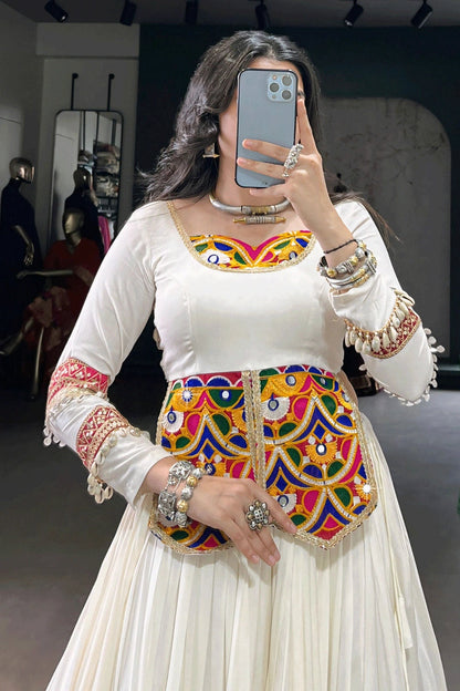 Designer Backless Blouse With Kodi Work Lehenga Choli For Navratri