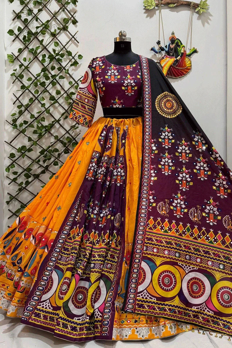 Navratri Special Digital Print With Real Mirror Work Lehenga Choli