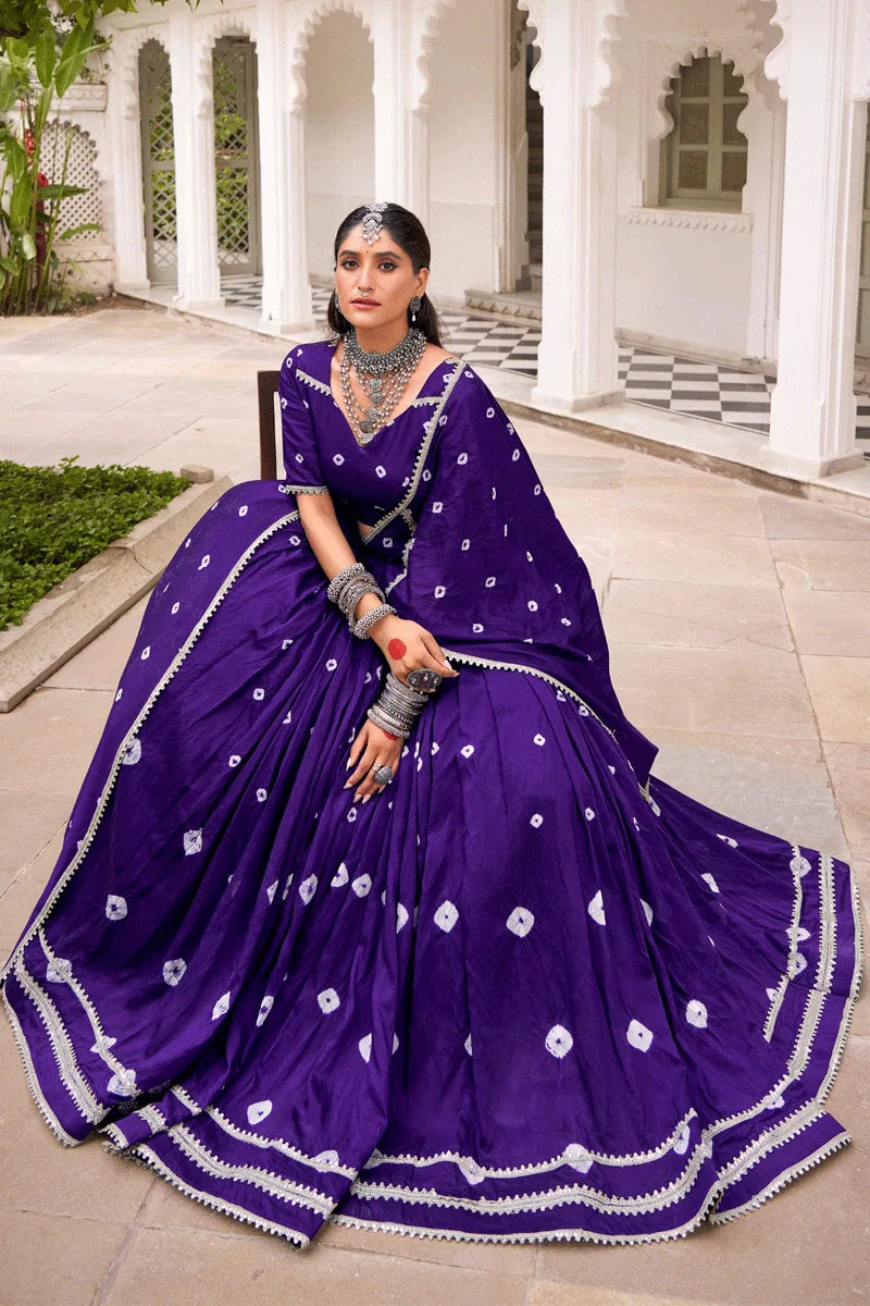 Fully Stitched Purple Color Heavy Flair Ghagra Choli For Navratri