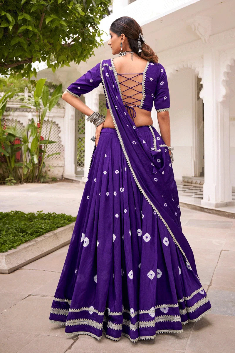 Fully Stitched Purple Color Heavy Flair Ghagra Choli For Navratri