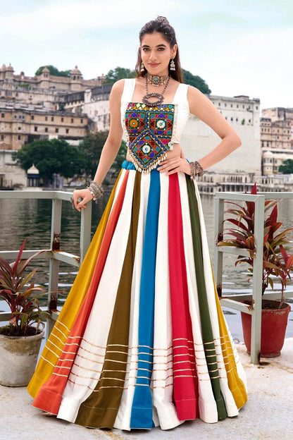 Fully Stitched Multicolor Kodi Work Gharga Choli For Navratri