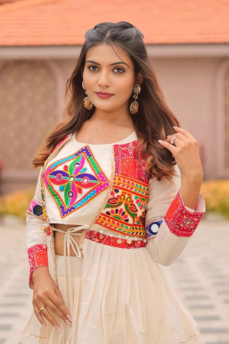 Navratri special Heavy Flair Lehenga With Gamthi Work Koti