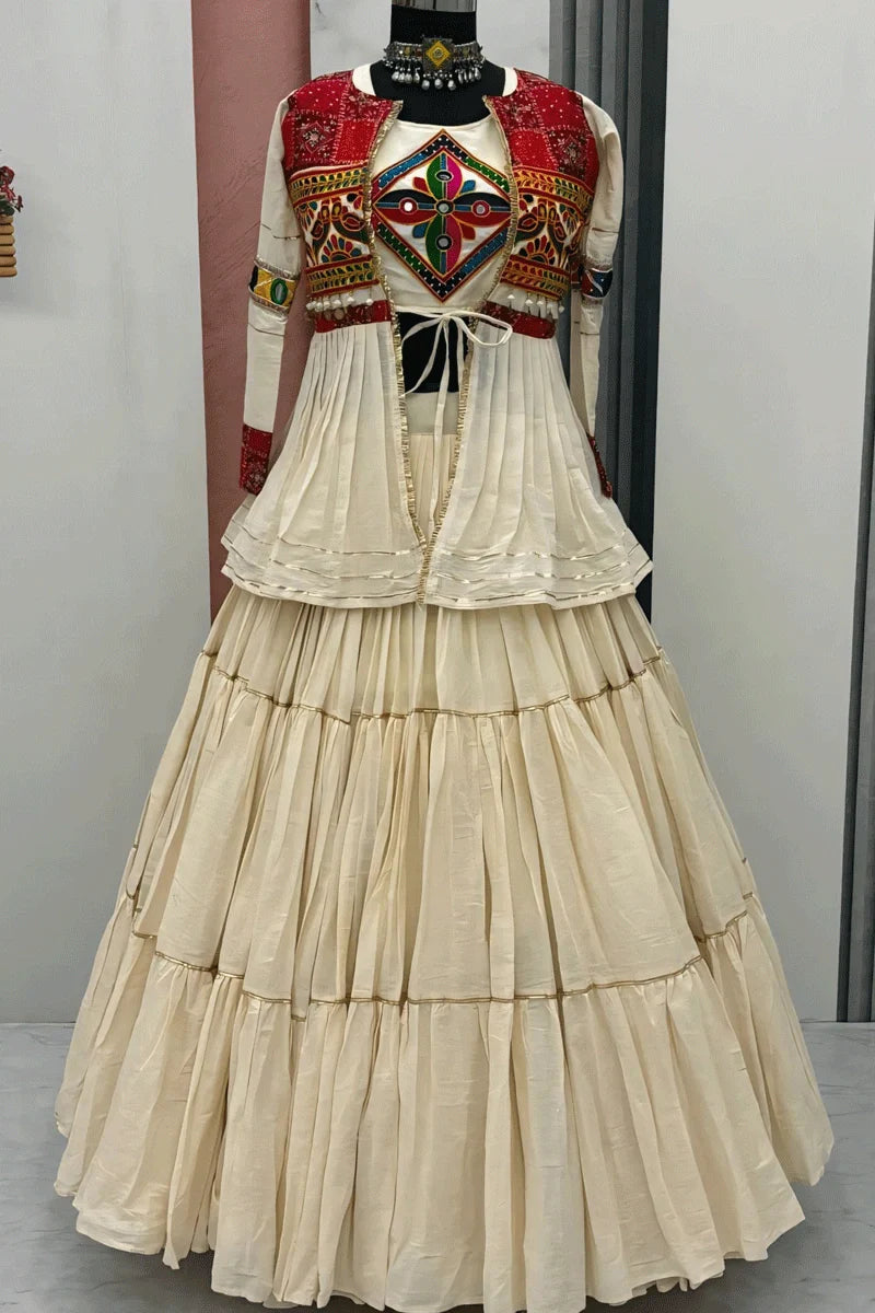 Navratri special Heavy Flair Lehenga With Gamthi Work Koti