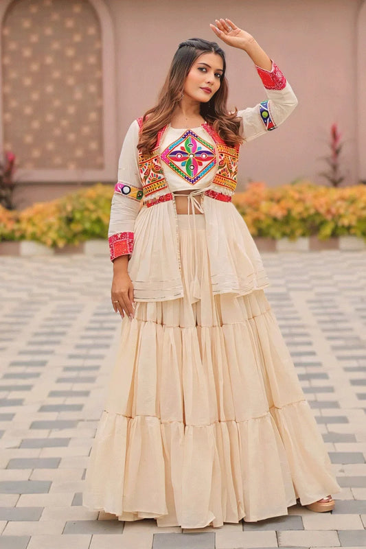 Navratri special Heavy Flair Lehenga With Gamthi Work Koti