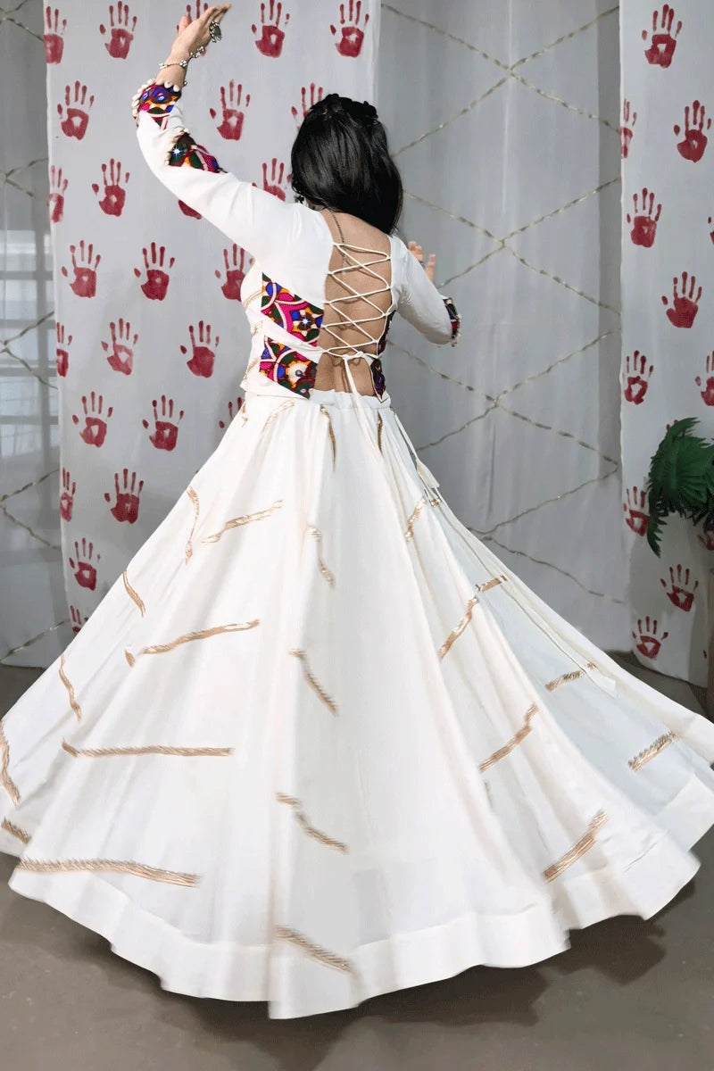 White Rayon Lehenga Choli With Stylish Blouse For Navratri