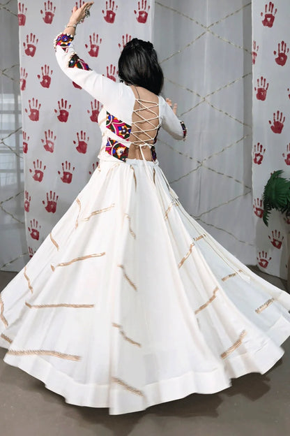 White Rayon Lehenga Choli With Stylish Blouse For Navratri