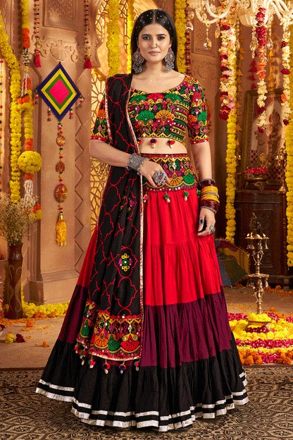 Designer Ready To Wear Gamthi Work Lehenga Choli For Garba