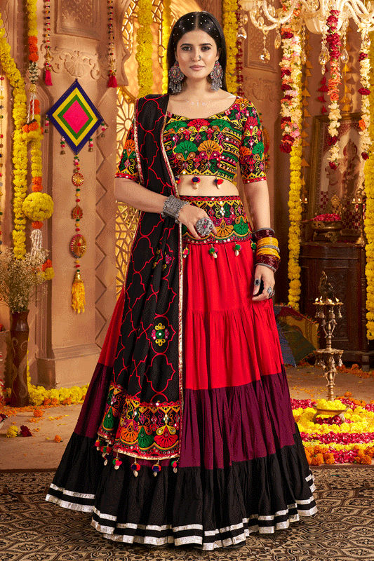 Designer Ready To Wear Gamthi Work Lehenga Choli For Garba