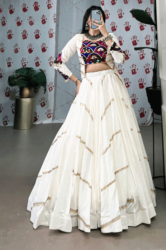 White Rayon Lehenga Choli With Stylish Blouse For Navratri