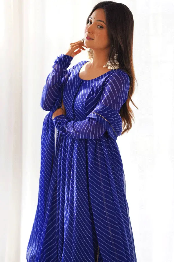 Royal Blue Anarkali Dress For Raksha Bandhan