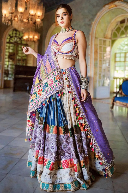 Mirror Work Purple Chaniya Choli For Navratri 2024