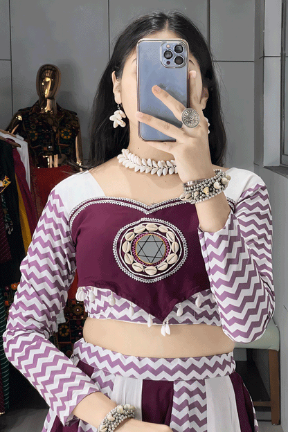 Full Flair Lehenga with Mirror Work Blouse For Navratri Special