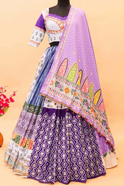 Mirror Work Purple Chaniya Choli For Navratri 2024