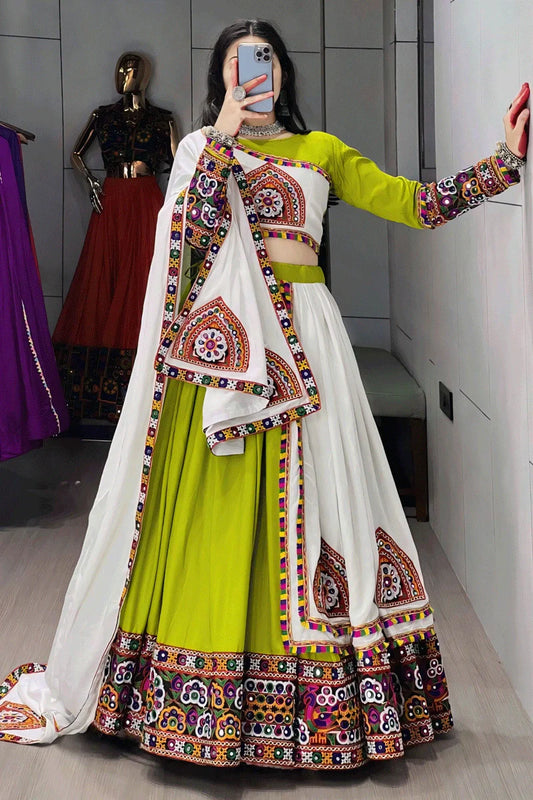Designer Ready To Wear Multicolor Ghagra Choli For Garba Night