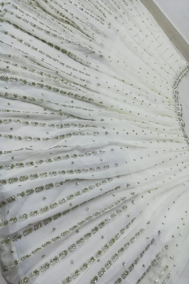 Sequence Work Off White Colour Lehenga Choli For Sangeet