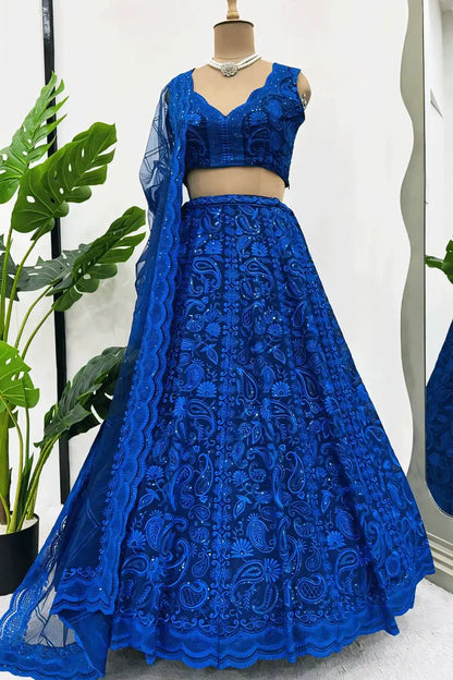 Actress Alaya F Blue Crop Top Lehenga Choli For Diwali