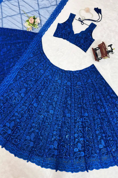 Actress Alaya F Blue Crop Top Lehenga Choli For Diwali