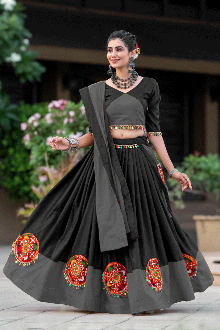 Pure Cotton Black Chaniya Choli For Navratri
