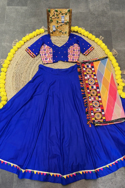 Traditional Rayon Fabric Blue Lehenga Choli For Women
