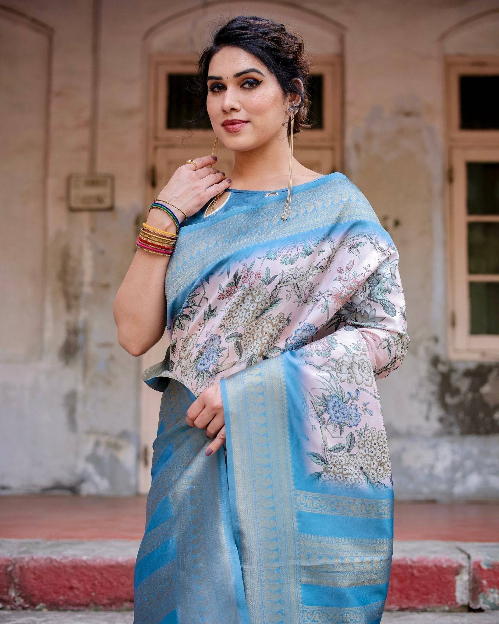 Pure Banarasi Silk Saree Weaved With Golden Zari Comes With Tassels - Fashion Dream Studio