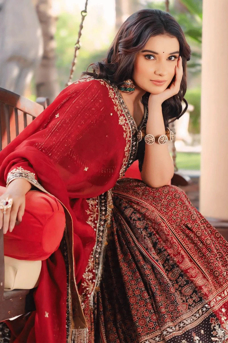 Gota Patti Design Red Colour Chaniya Choli For Garba Night