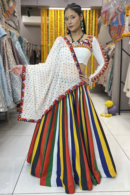 Navratri Special Multi Colour Lehenga With Full Sleeve Blouse