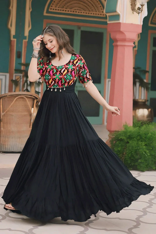Gamthi Kodi Work Black Gown Dress For Girls
