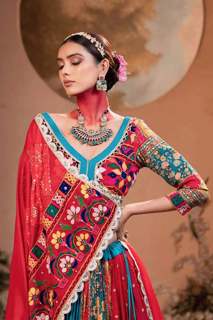 Gotapatti Work Multi Colour Chaniya Choli For Navratri