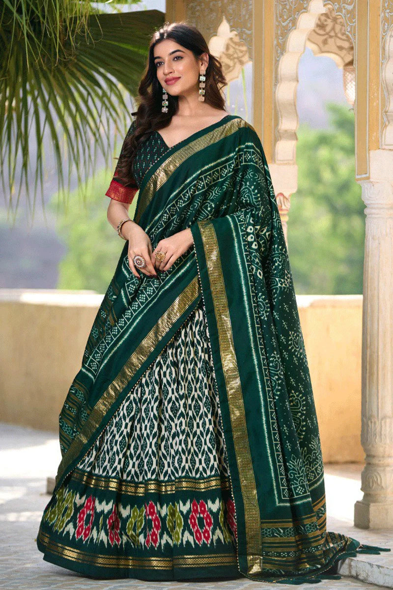 New Arrival Silk Green Chaniya Choli For Navratri