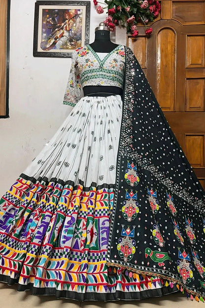 Prachi Solanki Gamthi Work Designer White Lehenga Choli For Navratri