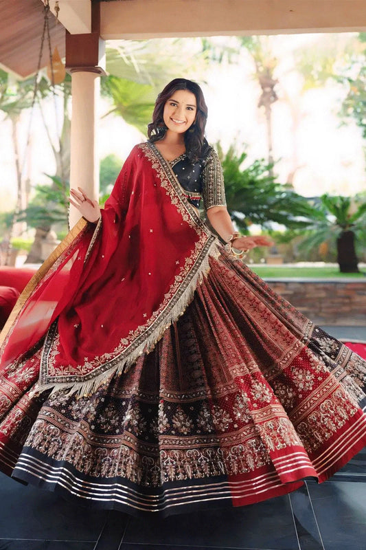 Gota Patti Design Red Colour Chaniya Choli For Garba Night