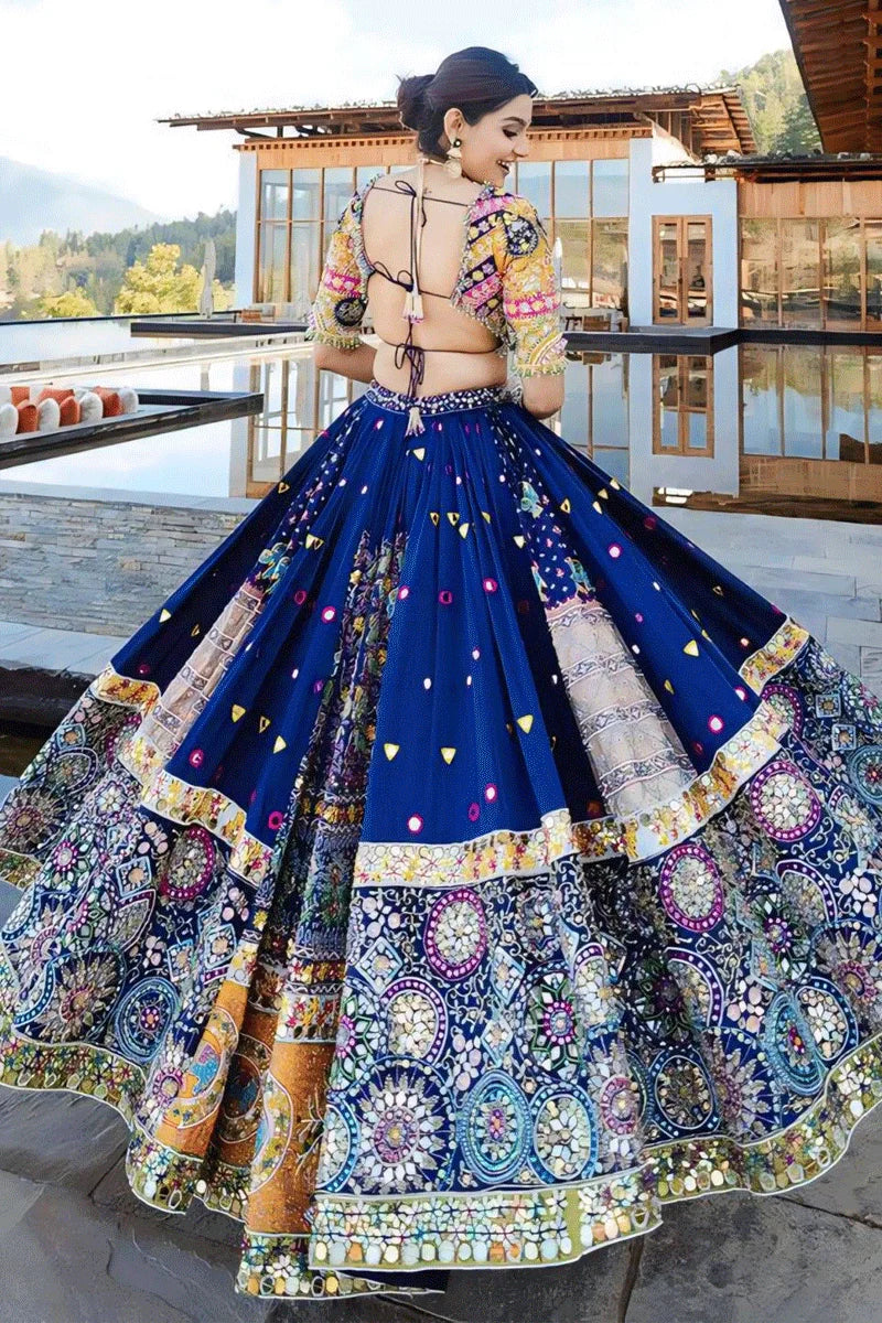 Prachi Solanki Multi Designer Blue Chaniya Choli For Garba