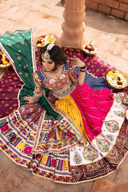 Real Mirror Work Digital Print Multi Colour Chaniya Choli