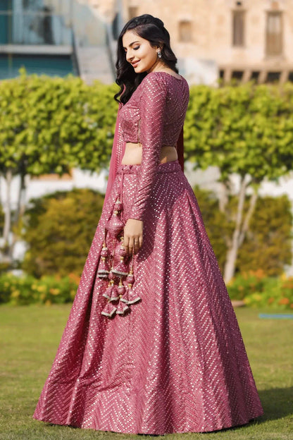 Sequence Work Pink Colour Chaniya Choli For Sangeet
