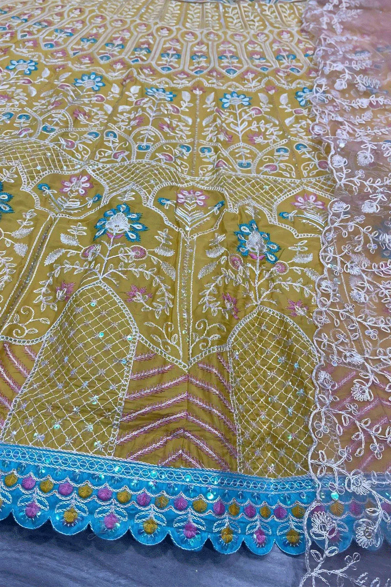 New Bridal Look Heavy Flare Yellow Lehenga For Haldi Ceremony