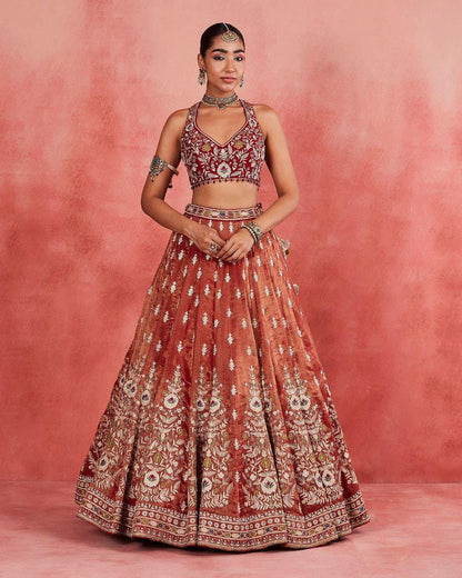 Luxury Rolex Silk Bridal Lehenga with Embroidery, Dori And Sequins, Organza Silk Blouse and Dupatta, Perfect for Wedding & Festive Wear