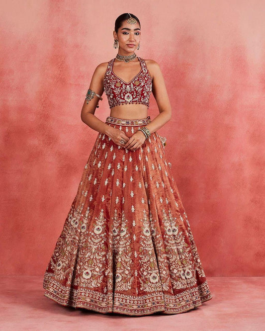 Luxury Rolex Silk Bridal Lehenga with Embroidery, Dori And Sequins, Organza Silk Blouse and Dupatta, Perfect for Wedding & Festive Wear
