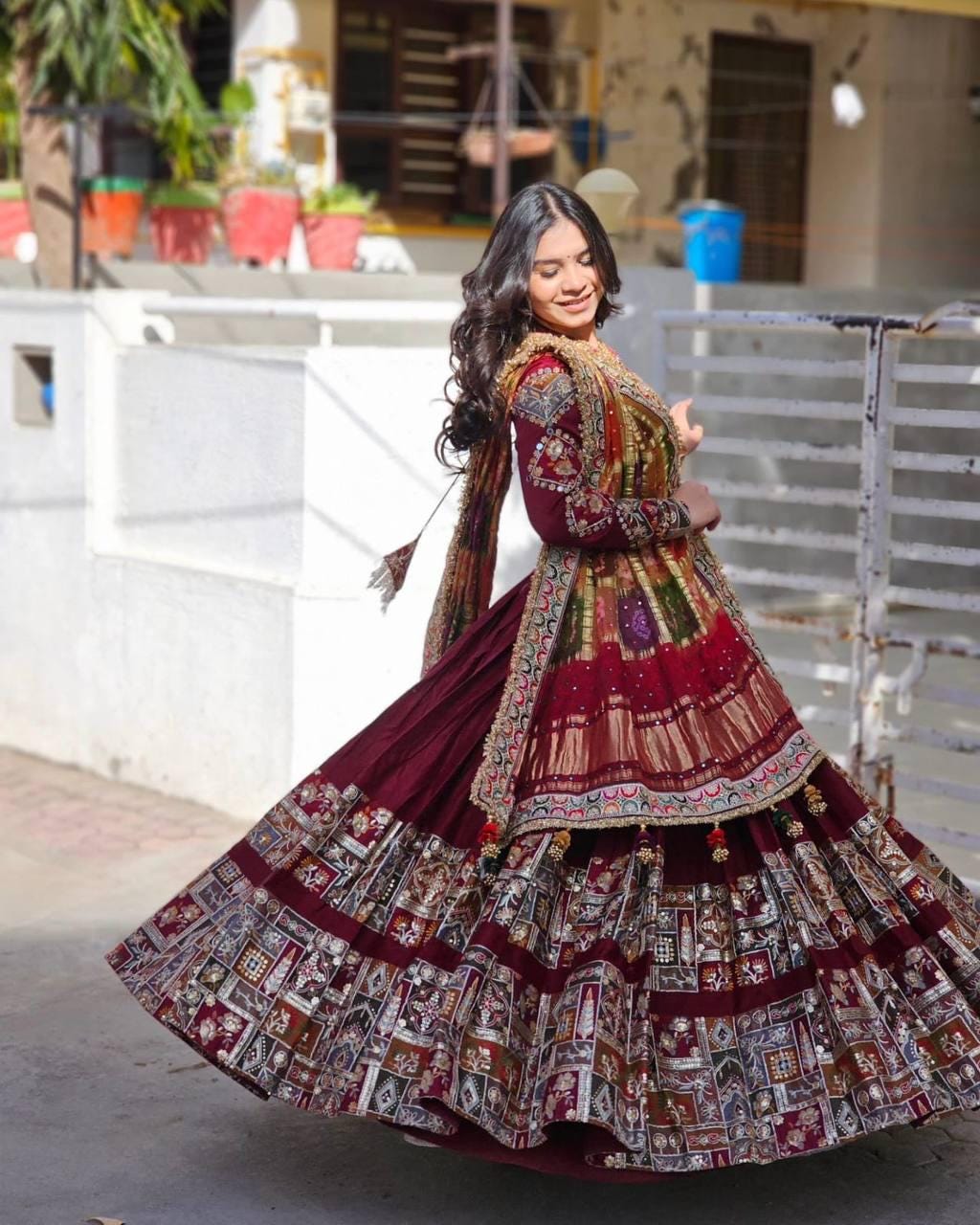 Navratri Special Designer Lehenga Choli – Heavy Muslin Cotton with Real Mirror Work, Handcrafted Dupatta, Festive Ethnic Wear