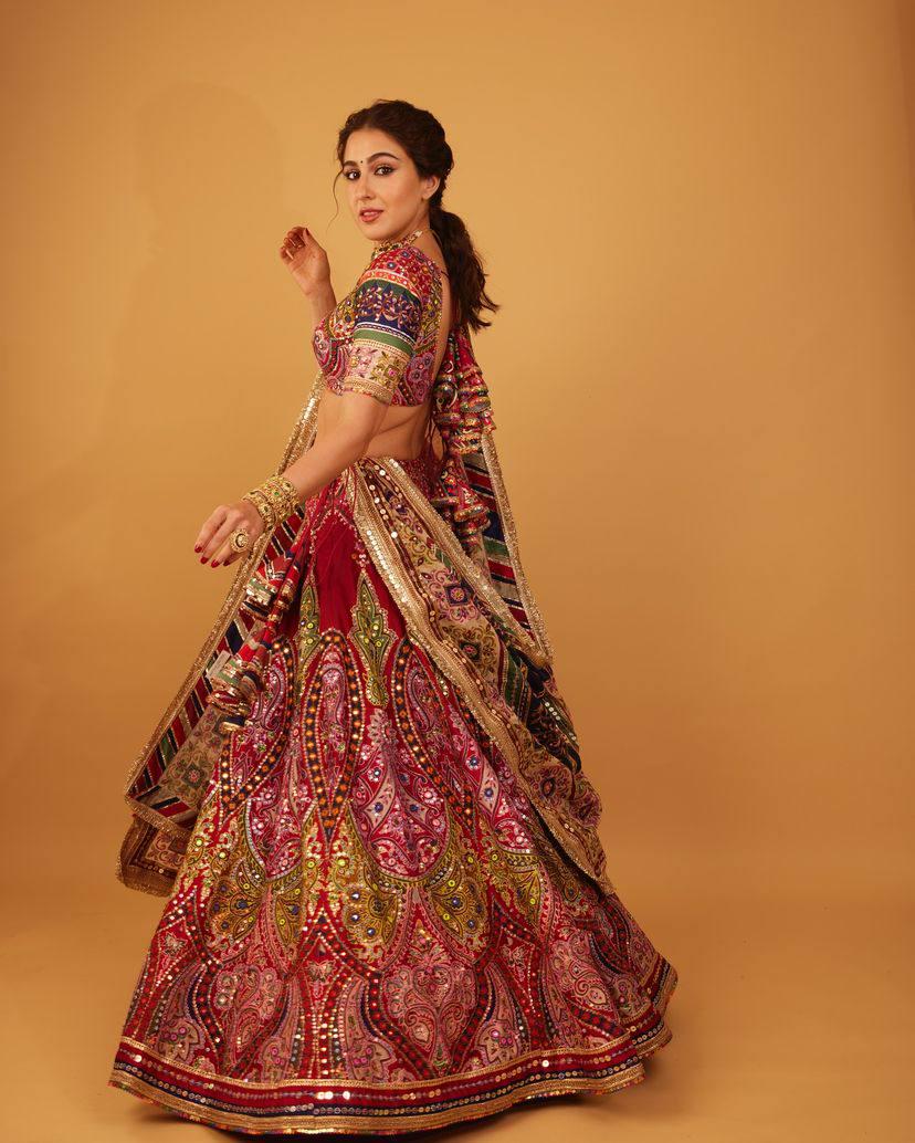 Navratri Special Chinon Silk Lehenga Choli with Digital Print, Real Mirror Work & Dupatta – Festive Indian Wedding Outfit