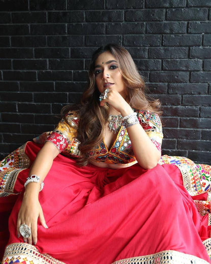 Navratri Special Designer Muslin Cotton Lehenga Choli with Digital Print & Real Mirror Work, Festive Garba And Wedding Outfit