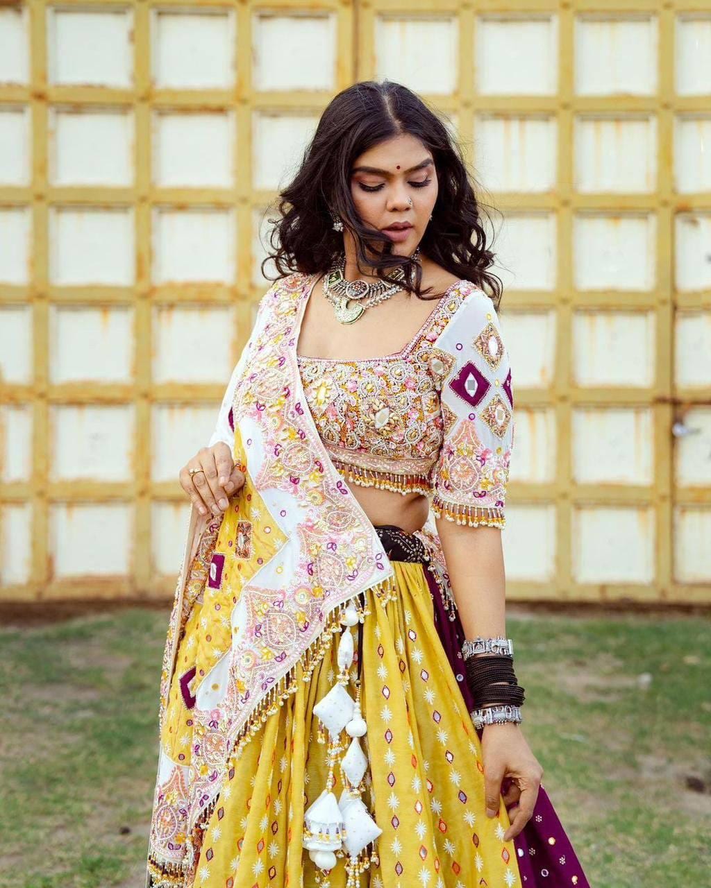 Navratri Special Muslin Cotton Lehenga Choli with Digital Print, Real Mirror Work & Handcrafted Lace Dupatta – Festive Ethnic Wear