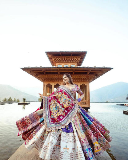 Navratri Special Heavy Muslin Cotton Lehenga Choli with Gota Patti Lace, Real Mirror Work & Handcrafted Dupatta for Festive Wear