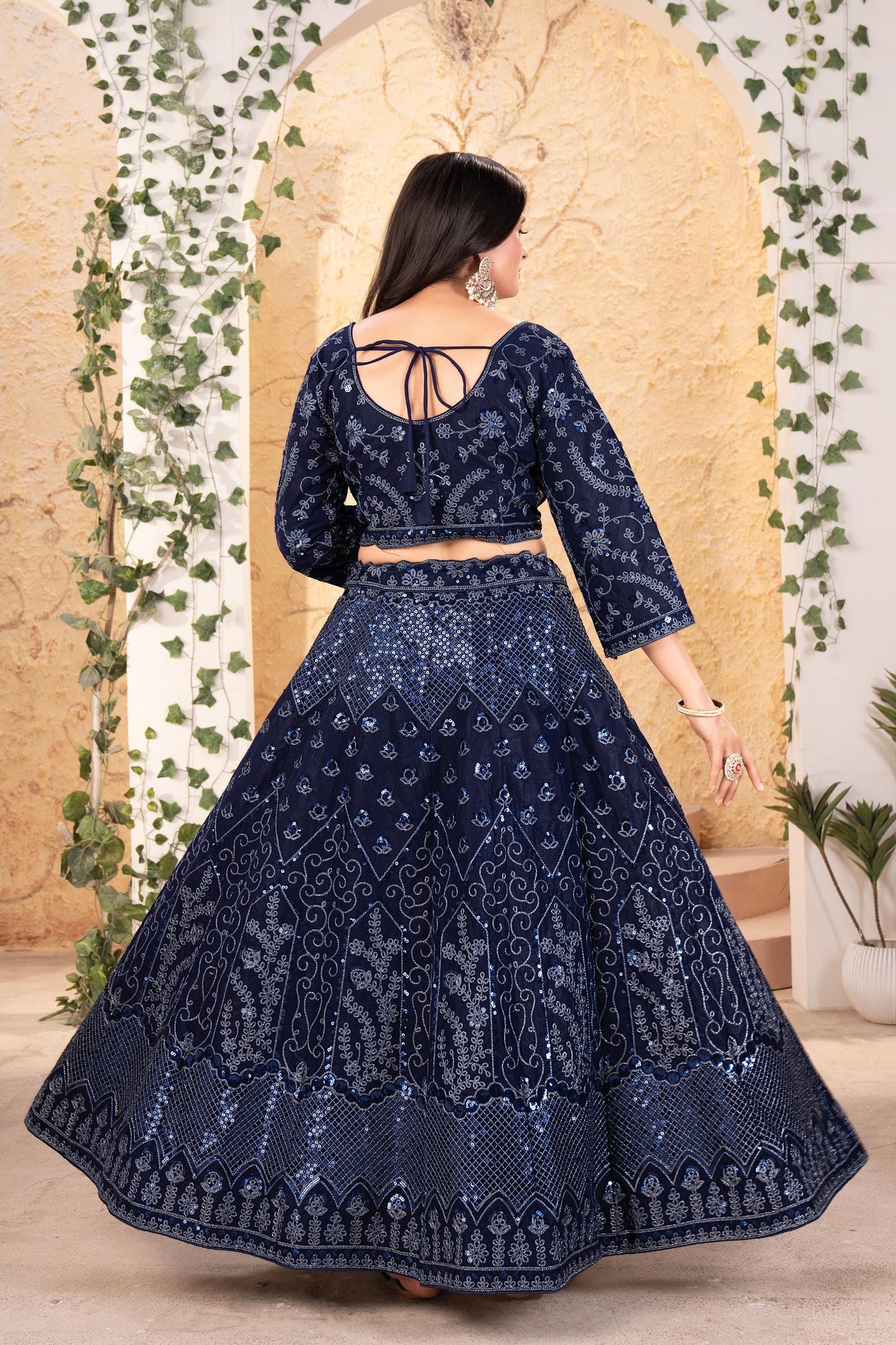 Premium Georgette Lehenga Choli with Sequins & Glitter Dori Embroidery, Designer Indian Wedding and Party Wear Outfit with Dupatta