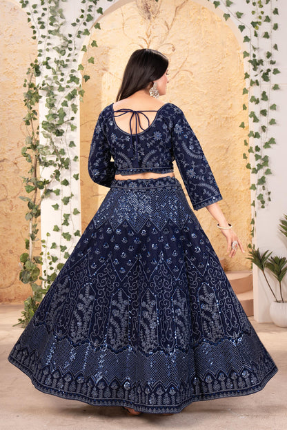 Premium Georgette Lehenga Choli with Sequins & Glitter Dori Embroidery, Designer Indian Wedding and Party Wear Outfit with Dupatta