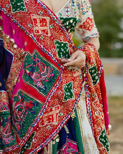 Designer Muslin Cotton Lehenga Choli with Digital Print, Real Mirror Work & Dupatta – Festive Indian Outfit for Navratri and Weddings