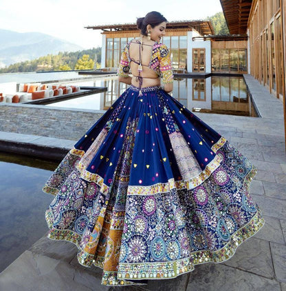 Designer Printed Muslin Cotton Lehenga Choli with Real Mirror Work, Digital Print & Handwork Lace Dupatta for Festive And Wedding Wear