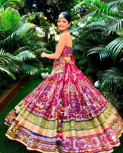 Navratri Special Designer Lehenga Choli Set | Heavy Muslin Cotton with Digital Print, Real Mirror Work & Handwork Dupatta