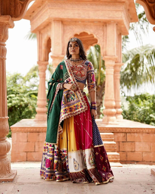 Navratri Special Designer Lehenga Choli Set | Heavy Muslin Cotton with Digital Print, Real Mirror Work & Festive Dupatta